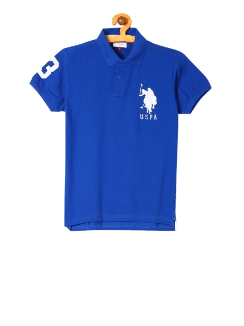 

U.S. Polo Assn. Kids Boys Blue Solid Polo Collar T-shirt