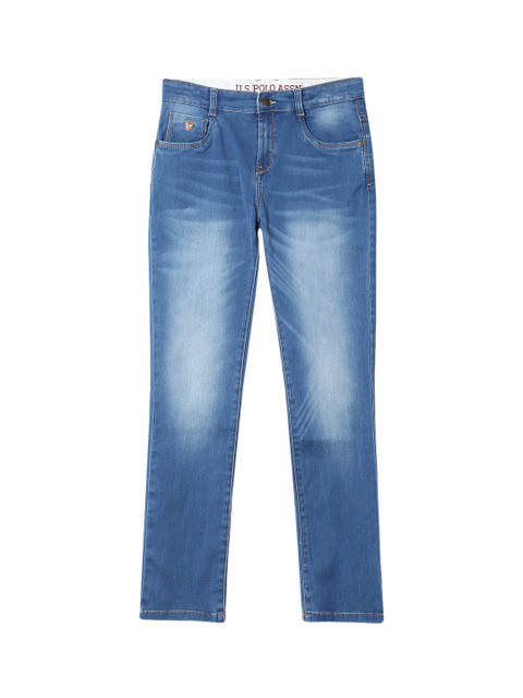 

U.S. Polo Assn. Kids Boys Blue Slim Fit Mid-Rise Clean Look Stretchable Jeans