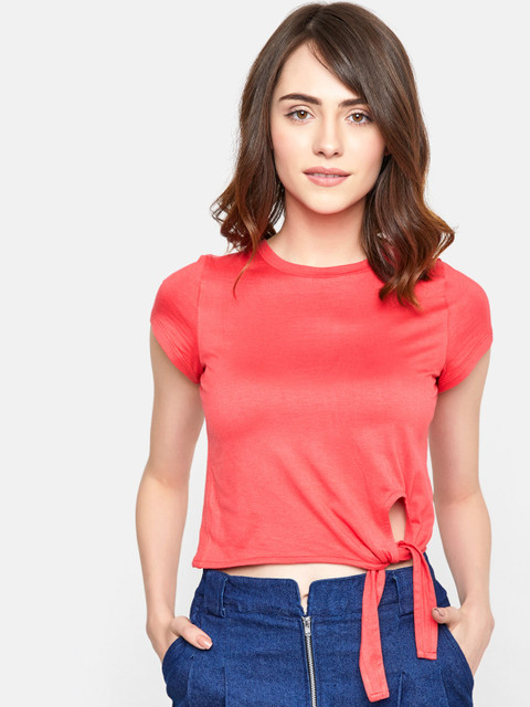 

VividArtsy Women Coral Pink Solid Top