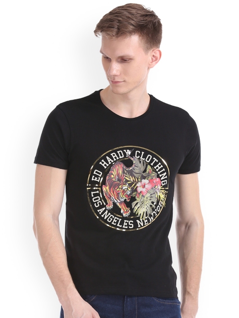 

Ed Hardy Men Black Printed Slim Fit Round Neck T-shirt