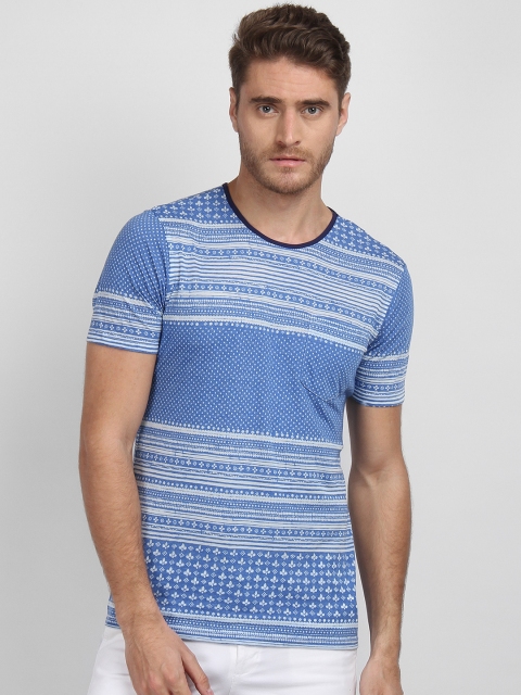 

LA LOFT Men Blue Printed Round Neck T-shirt