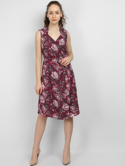 

LA LOFT Women Red Printed Fit and Flare Dress