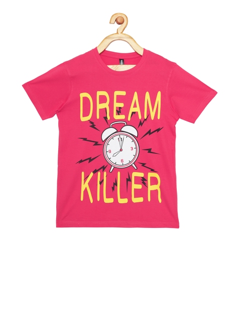 

Maniac Boys Pink Printed Round Neck T-shirt