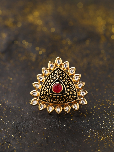 

Tistabene Gold-Toned Enamelled Adjustable Ring