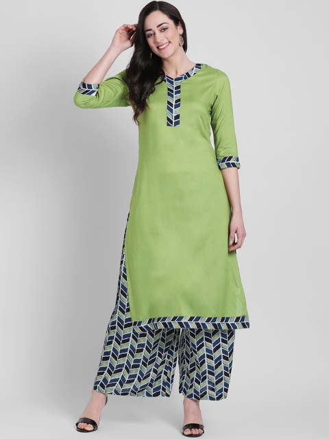 

Azira Women Green & Blue Solid Kurta with Palazzos