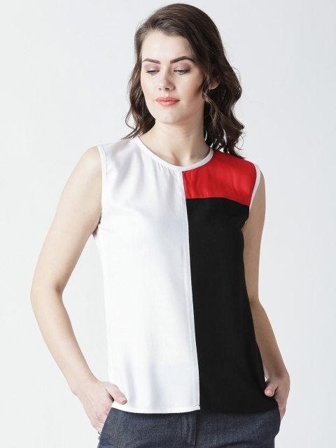 

The Dry State Women Red Colourblocked Top