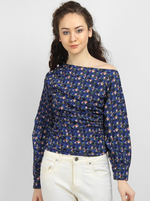 

LA LOFT Women Blue Printed Top