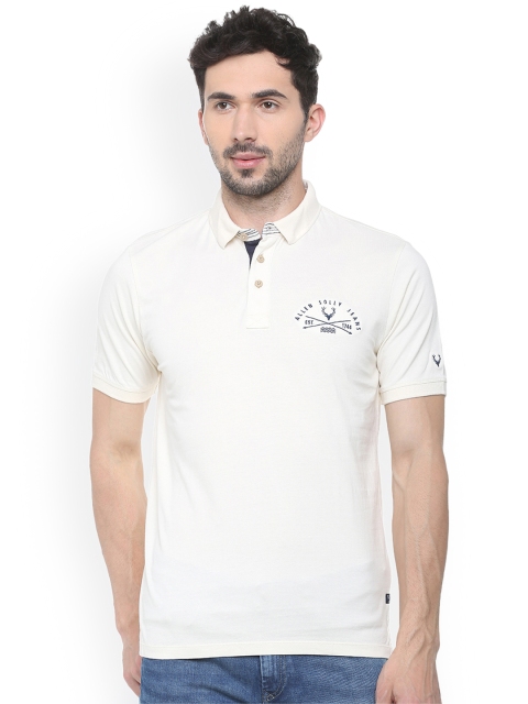 

Solly Jeans Co. Men Off-White Solid Polo Collar T-shirt