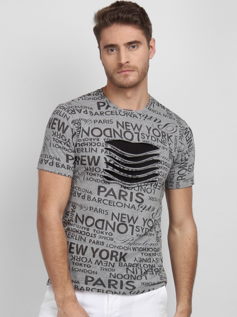

LA LOFT Men Grey Printed Round Neck T-shirt