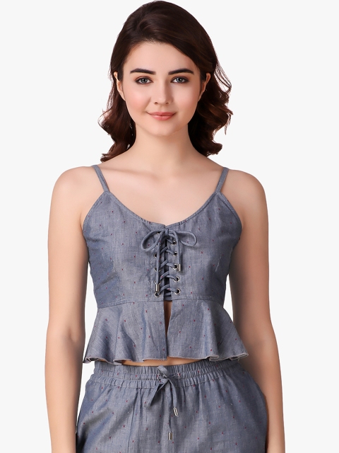 

Texco Women Grey Self Design Peplum Top