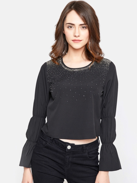 

VividArtsy Women Black Embellished Top