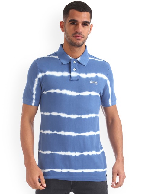 

Aeropostale Men Blue Dyed Polo Collar Pure Cotton T-shirt
