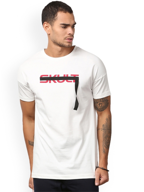 

SKULT by Shahid Kapoor Men White Solid Round Neck T-shirt