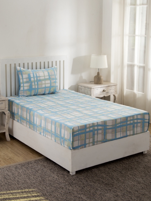 

MASPAR Blue & Grey Abstract 210 TC Cotton 1 Queen Bedsheet with 1 Pillow Covers