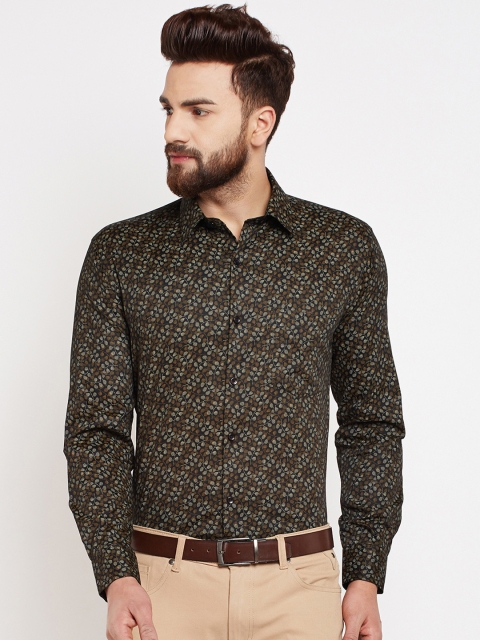 

Hancock Men Black Slim Fit Printed Formal Shirt