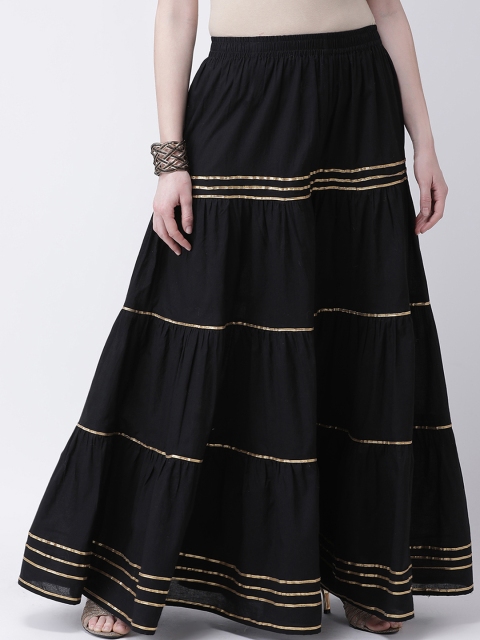 Castle Women Black Solid Flared Gotta Patti Garara