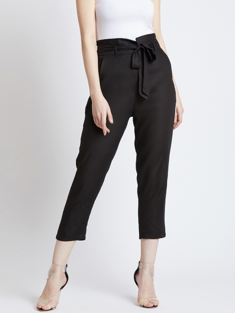 

MAGRE Women Black Regular Fit Solid Cigarette Trousers