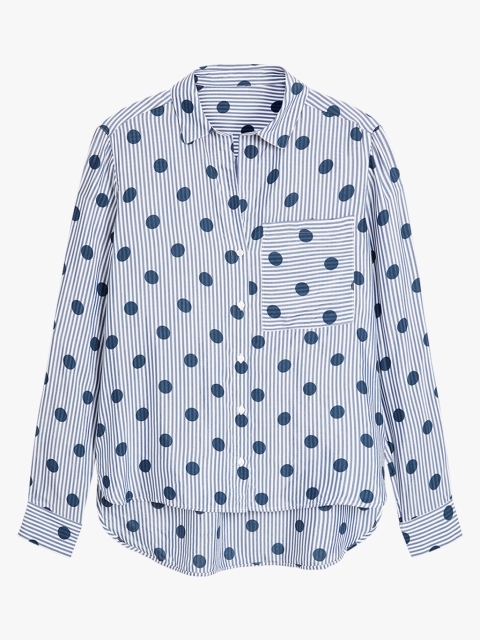 

next Women Blue & White Regular Fit Striped Casual Shirt