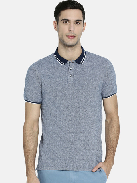 

Breakbounce Men Blue Solid Polo Collar T-shirt