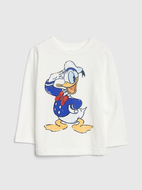 

GAP Boys White Printed Round Neck T-shirt