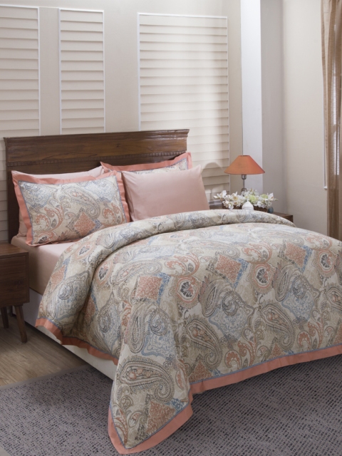 

MASPAR Pink & Multicoloured 400 TC Cotton Double Bed Duvet Cover with 2 Pillow Covers