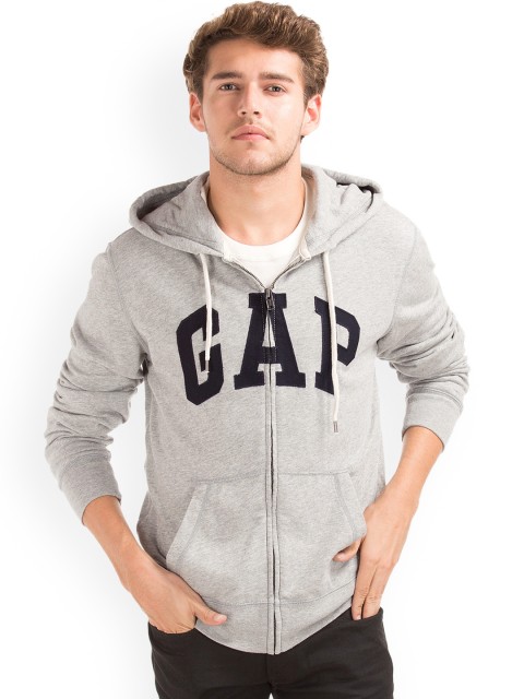 

GAP Men Grey Logo Fleece Zip Up Sweatshirt
