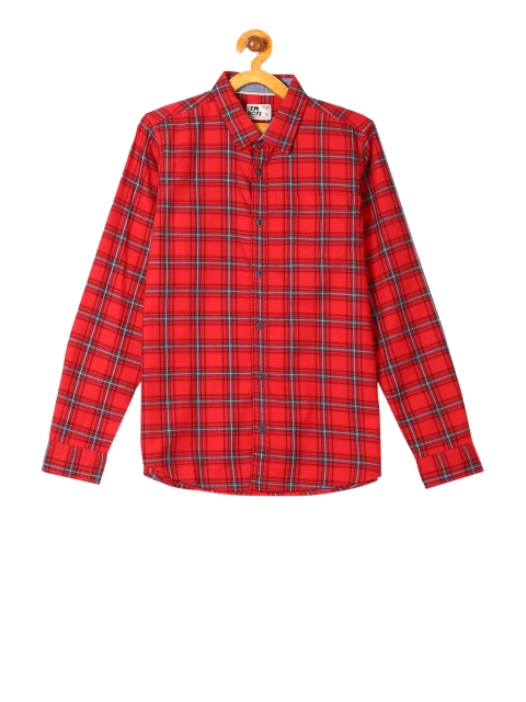 

Flying Machine Boys Red Regular Fit Checked Casual Shirt
