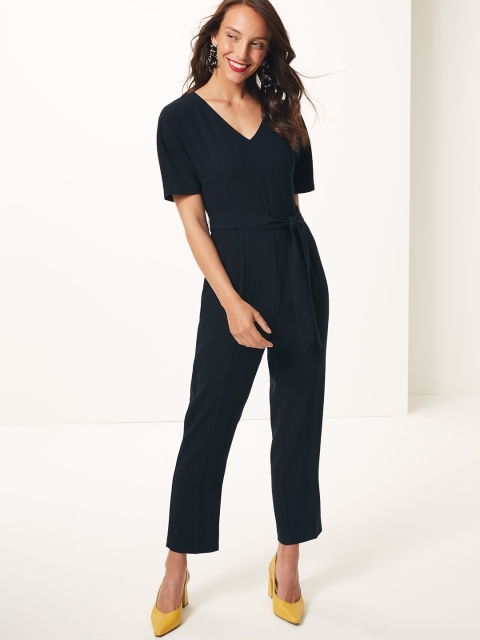 

Marks & Spencer Navy Blue Solid Basic Jumpsuit