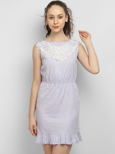 

LA LOFT Women Lavender Embellished Blouson Dress