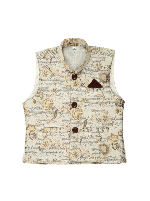 

Kidling Boy's Beige Printed Nehru Jacket