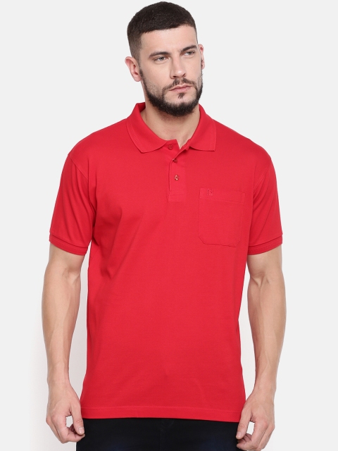 

RAMRAJ COTTON Men Red Solid Polo Collar T-shirt