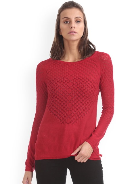

U.S. Polo Assn. Women Red Self Design Top