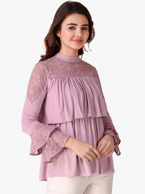 

Texco Women Purple Solid Tiered Top