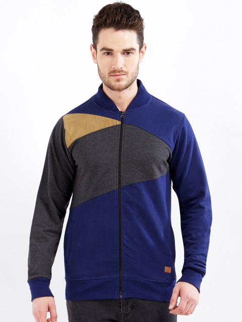 

Maniac Men Navy Blue Colourblocked Windcheater and Water Resistant Bomber