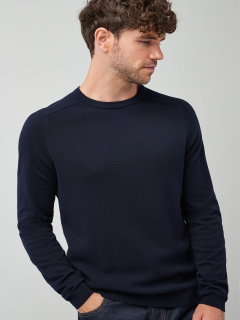 

next Men Navy Blue Solid Sweatshirt