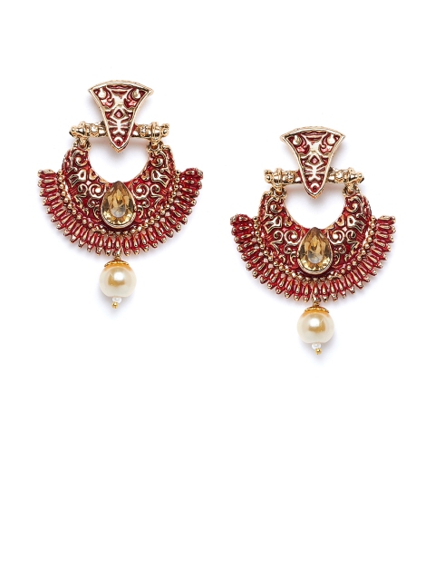 

PANASH Gold-Plated & Red Classic Drop Earrings