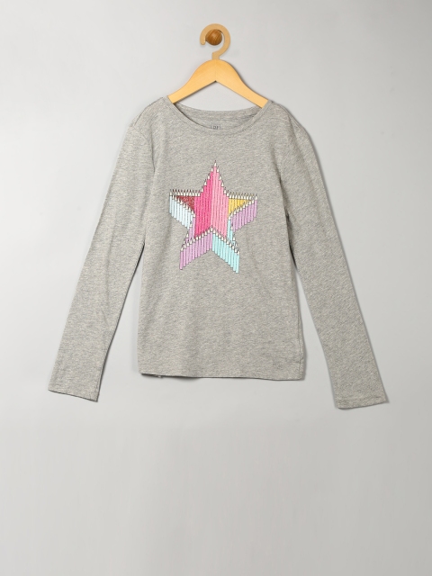 

GAP Girls Grey Printed T-Shirt