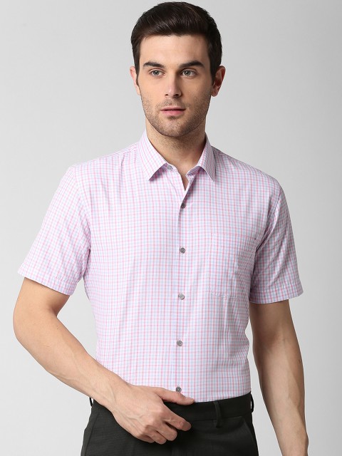 

Peter England Men Pink Slim Fit Checked Formal Shirt
