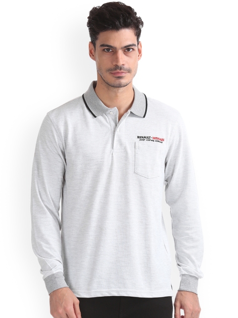 

Flying Machine Men Grey Solid Polo Collar T-shirt