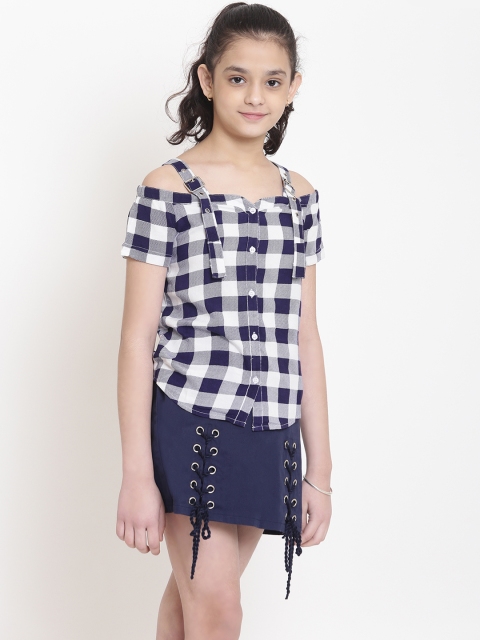 

Nauti Nati Girls Navy Blue & White Checked Top