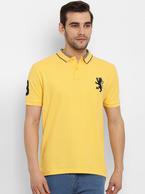 

Red Tape Men Yellow Solid Polo Collar Pure Cotton T-shirt