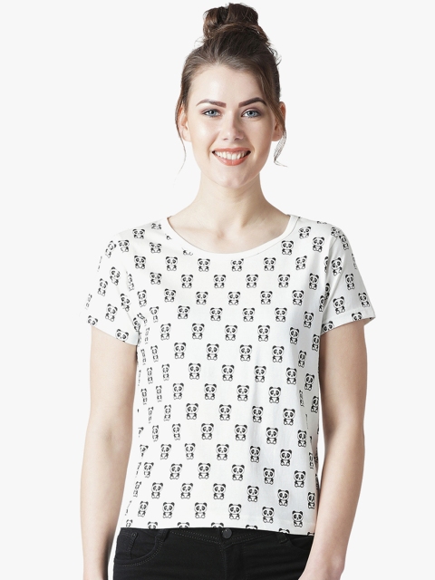 

The Dry State Women White Printed Round Neck T-shirt