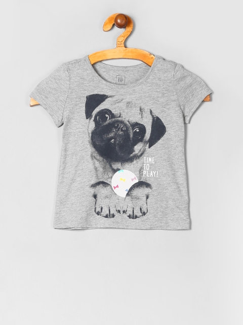 

GAP Girls Grey Printed Round Neck T-shirt