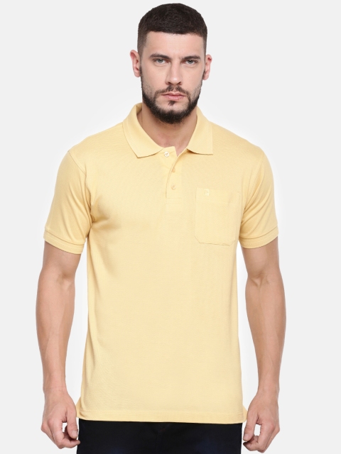 

RAMRAJ COTTON Men Yellow Solid Polo Collar T-shirt