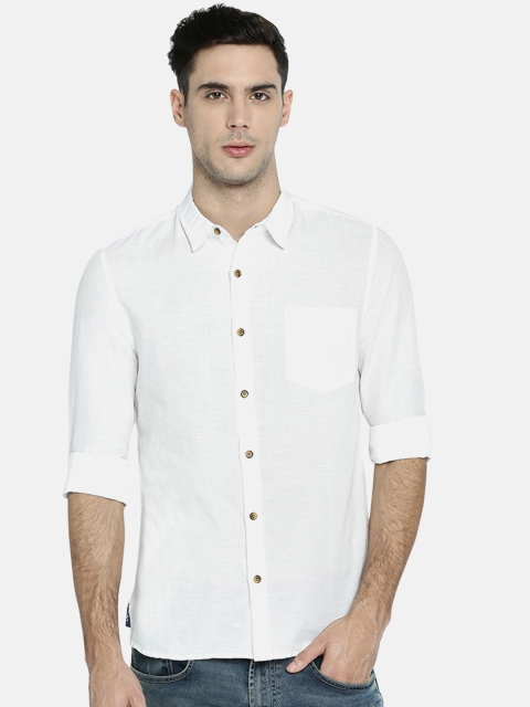 

Breakbounce Men White Slim Fit Solid Casual Shirt