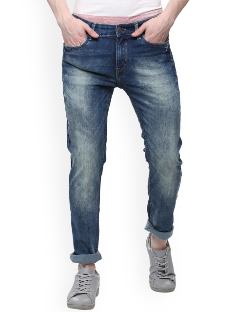

People Men Blue Regular Fit Mid-Rise Clean Look Stretchable Jeans