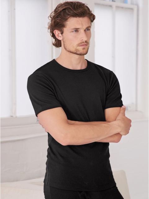 

next Men Black Self-Design T-shirt