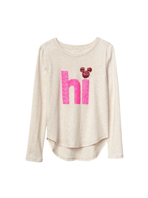

GAP Girls White Self Design T-Shirt
