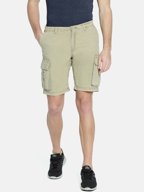

Breakbounce Men Khaki Solid Slim Fit Cargo Shorts
