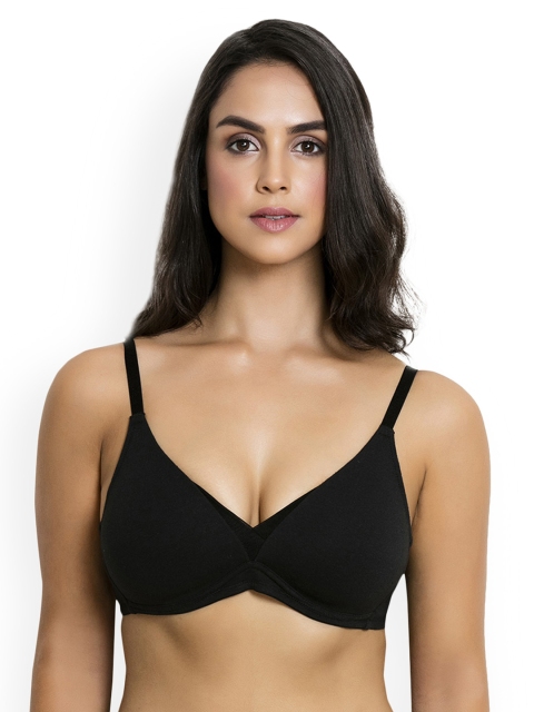 

Zivame Black Solid Non-Wired Lightly Padded T-shirt Bra